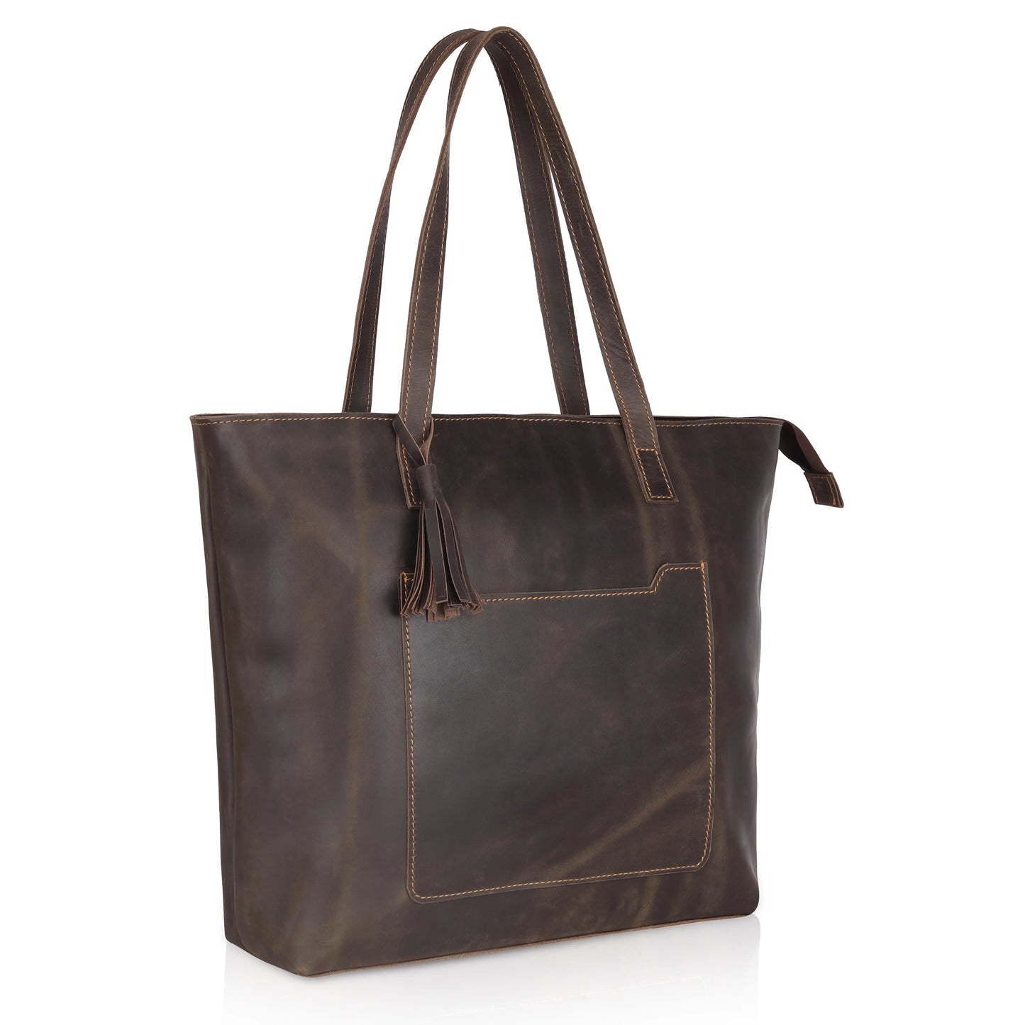 LADIES TOTE BAG IN OIL PULL-UP LEATHER