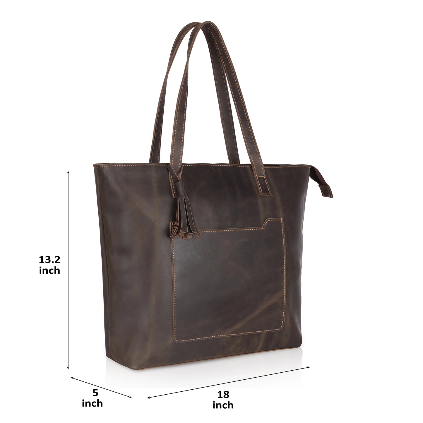 LADIES TOTE BAG IN OIL PULL-UP LEATHER