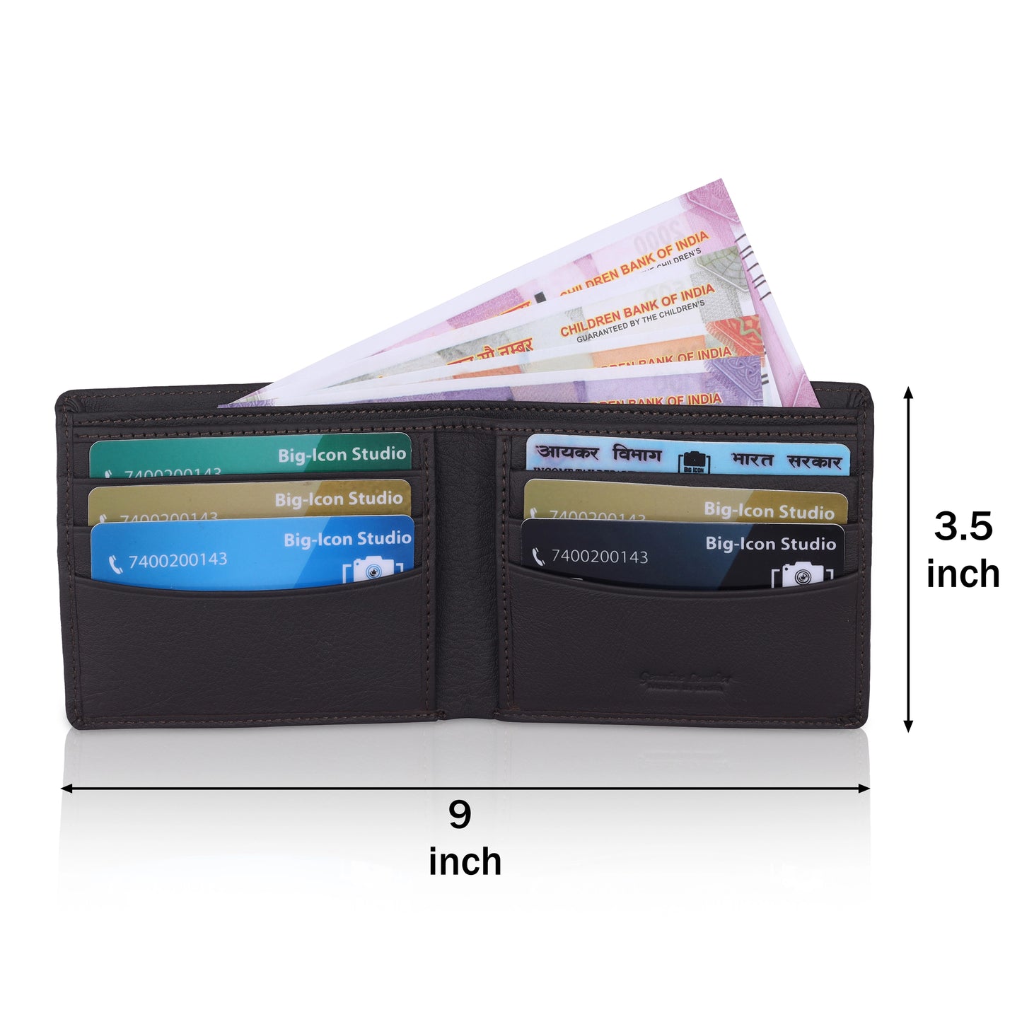 MENS ITALIAN LEATHER WALLET 6 CARD SLOTS