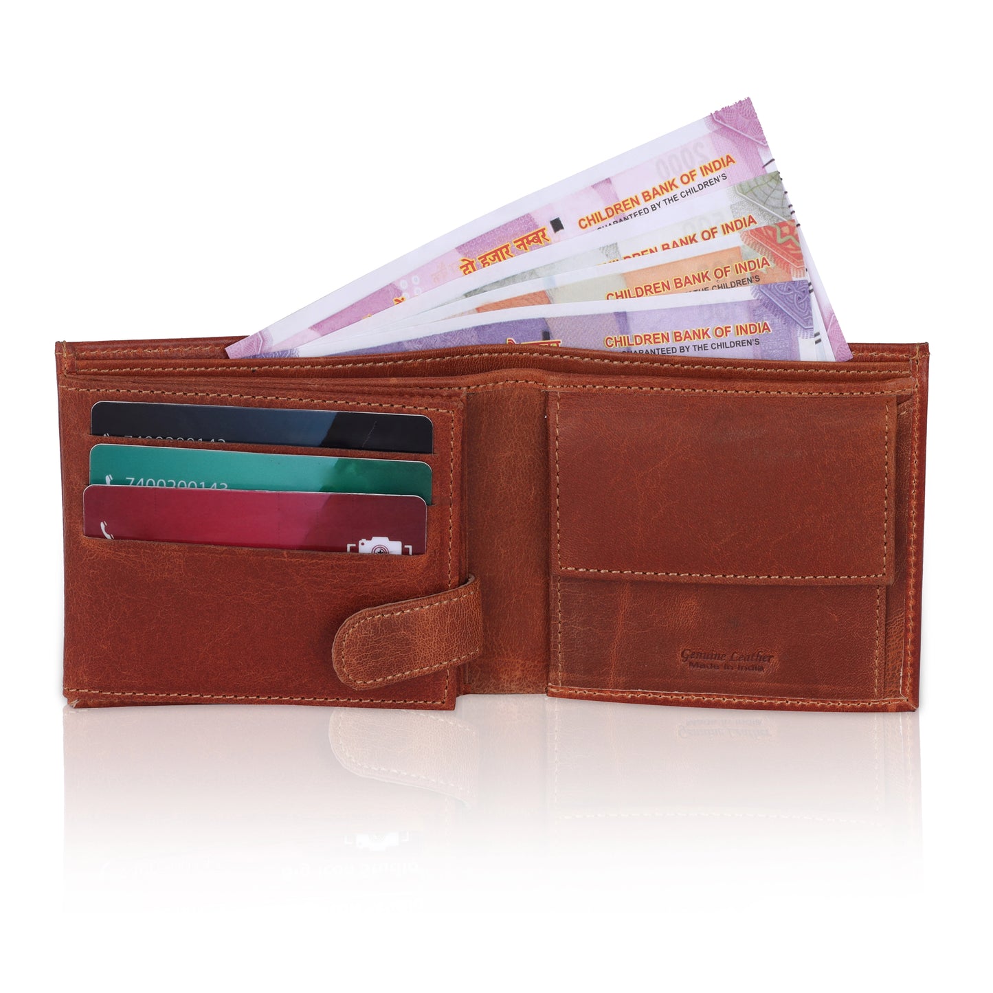 MENS OIL PULLUP CRUNCH LEATHER WALLET WITH 15 CARD SLOTS