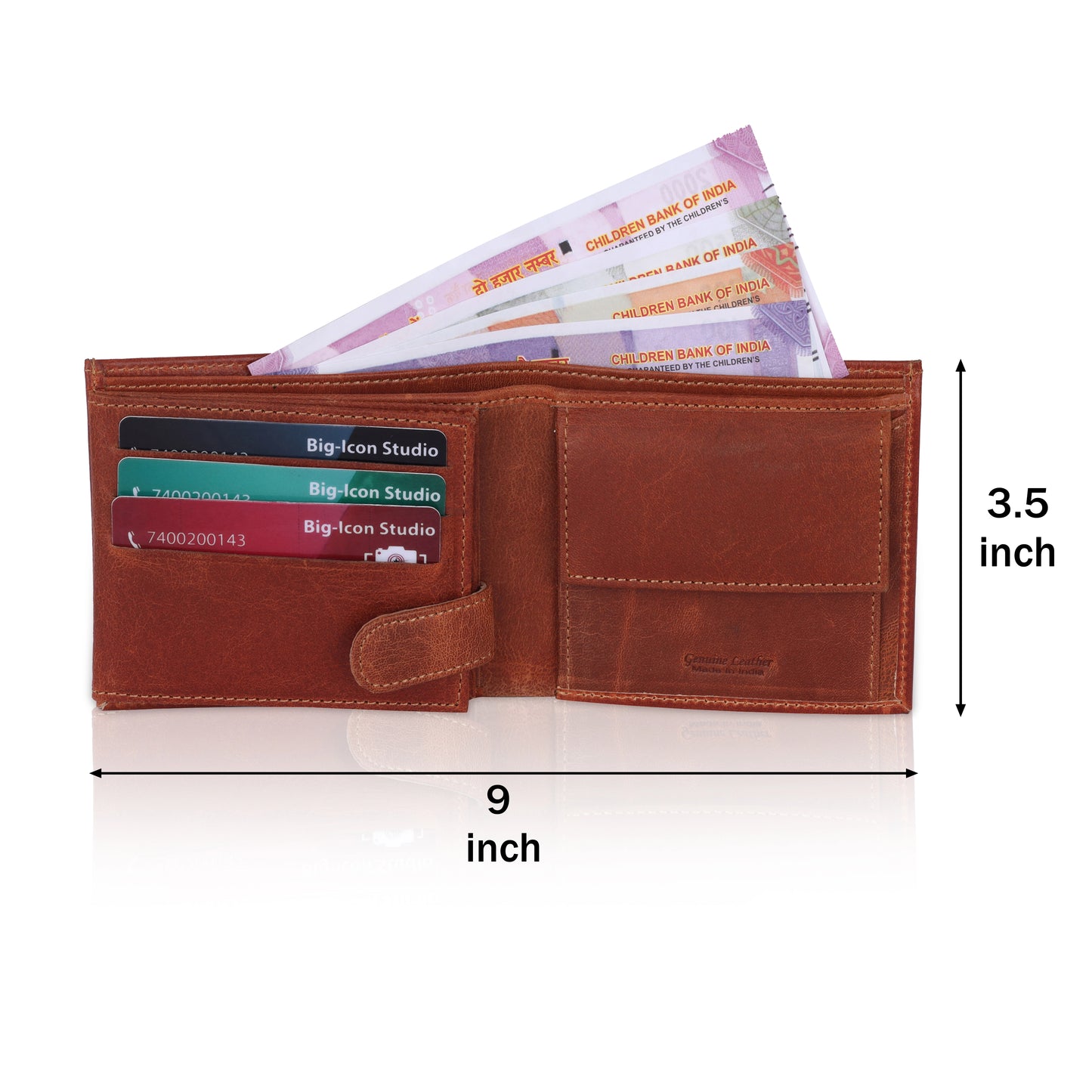 MENS OIL PULLUP CRUNCH LEATHER WALLET WITH 15 CARD SLOTS