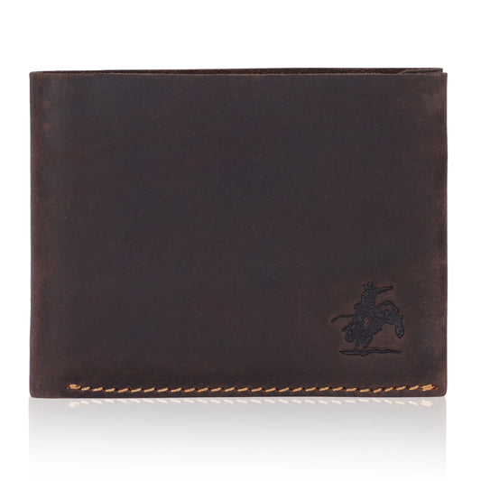 BULL RIDER MENS ANTIQUE LEATHER BUTTON CLOSE WALLET