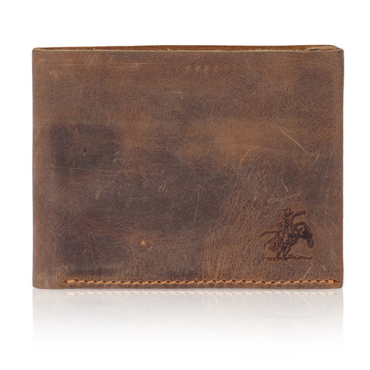 BULL RIDER MENS ANTIQUE LEATHER BUTTON CLOSE WALLET
